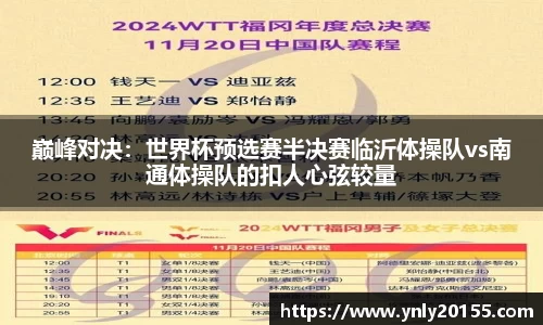 巅峰对决：世界杯预选赛半决赛临沂体操队vs南通体操队的扣人心弦较量